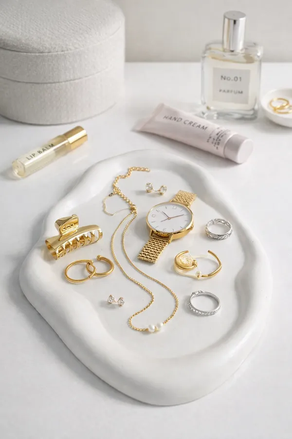 White_Concrete_Cloud_Trinket_Tray_|_Jewellery/Makeup/Table_Organizer_|_Home_Decor_|_Candle_Tray_|_Multipurpose_(24×16×2Cm)