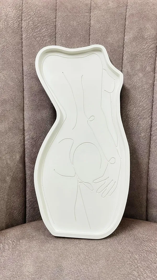 White_Lady_Silhouette_Trinket_Tray_|_Jewellery/Makeup/Table_Organizer_|_Home_Decor_|_Candle_Tray_|_Multipurpose_(15.5×8×1Cm)