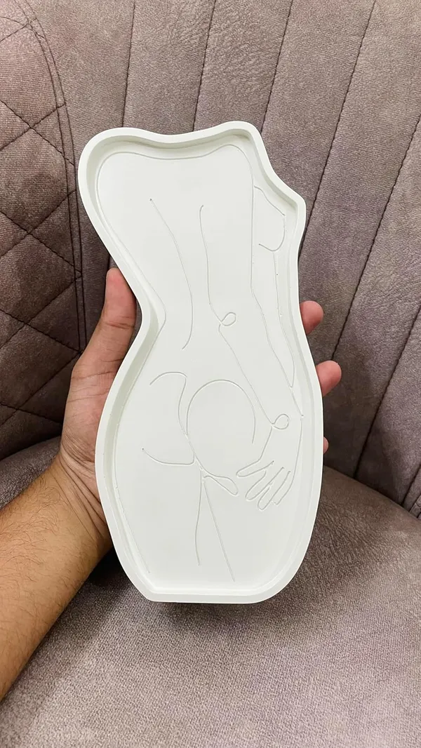 White_Lady_Silhouette_Trinket_Tray_|_Jewellery/Makeup/Table_Organizer_|_Home_Decor_|_Candle_Tray_|_Multipurpose_(15.5×8×1Cm)