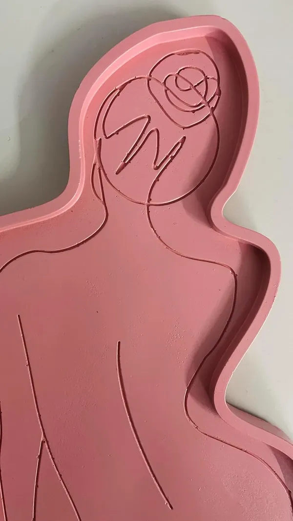 Peach_Pink_Lady_Silhouette_Trinket_Tray_|_Jewellery/Makeup/Table_Organizer_|_Home_Decor_|_Candle_Tray_|_Multipurpose_(27.7×17×1Cm)