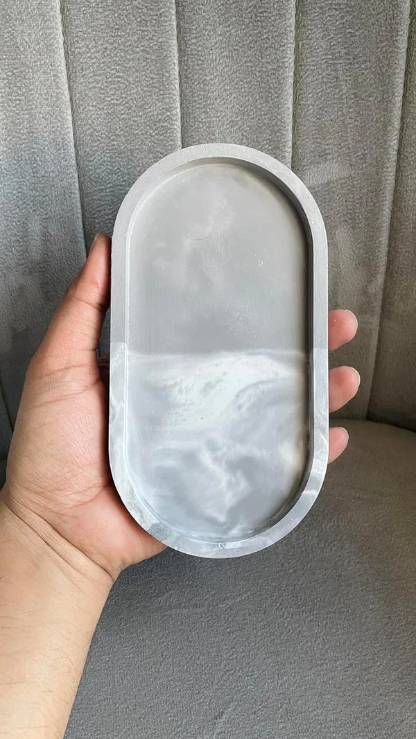 Grey_&_White_Concrete_Oval_Trinket_Tray_|_Jewellery/Makeup/Table_Organizer_|_Home_Decor_|_Candle_Tray_|_Multipurpose_(18.8×10.2×2Cm)