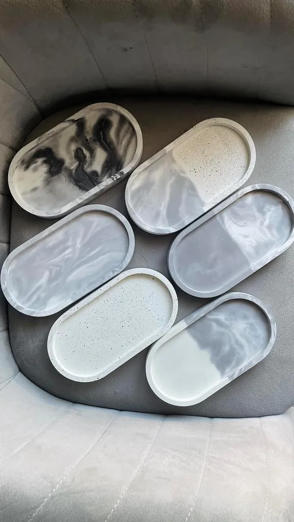 Grey_&_White_Concrete_Oval_Trinket_Tray_|_Jewellery/Makeup/Table_Organizer_|_Home_Decor_|_Candle_Tray_|_Multipurpose_(18.8×10.2×2Cm)