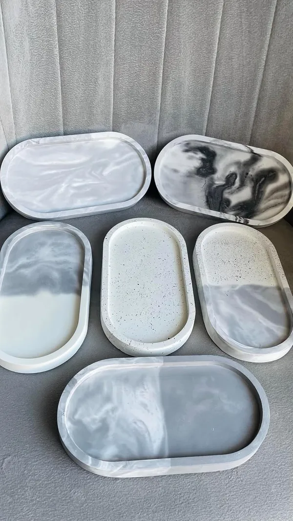 Grey_&_White_Concrete_Oval_Trinket_Tray_|_Jewellery/Makeup/Table_Organizer_|_Home_Decor_|_Candle_Tray_|_Multipurpose_(18.8×10.2×2Cm)