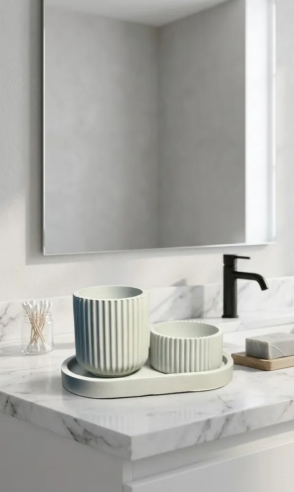 Concrete_Vanity_combo,_smoky_grey_colour__(Oval_tray,_Striped_jar,_Minimal_striped_jar)_