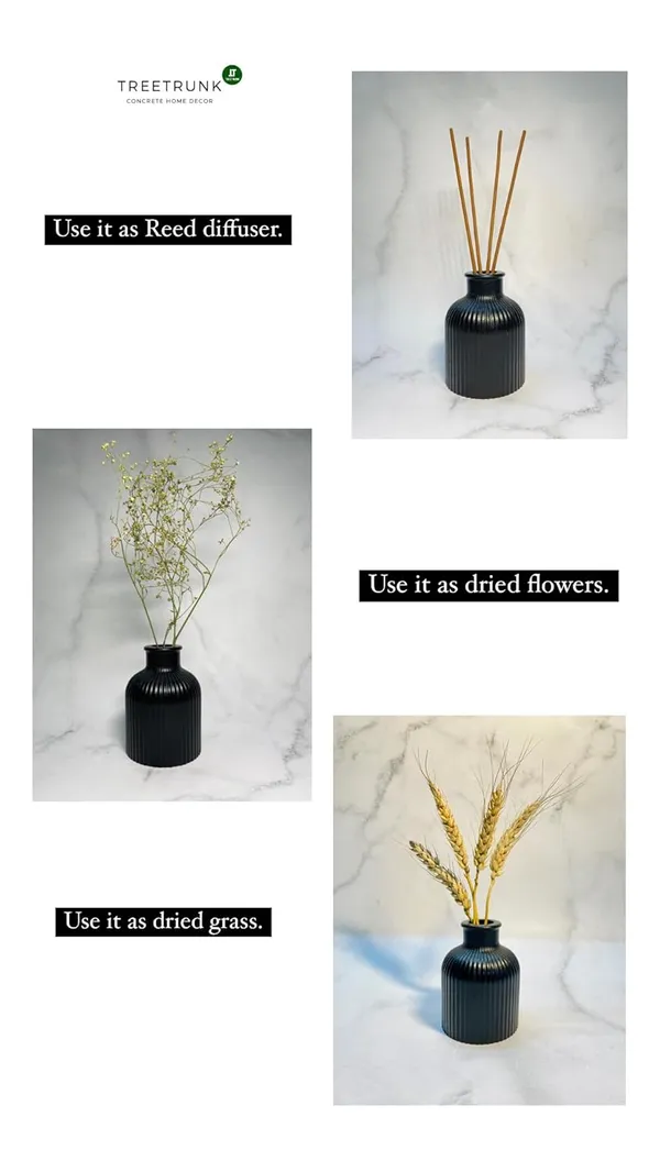 Black_Concrete_Striped_Vase_|_Reed_Diffuser_Vase_|_Flower_Vase_For_Home_Decoration_|_Aesthetic/Minimalist_Home_Decor_Vase_(Jet_Black)_[9.5_X_6.5Cm]