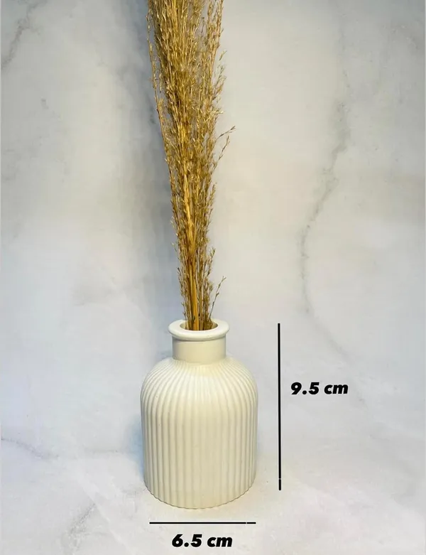 White_Concrete_Striped_Vase_|_Reed_Diffuser_&_Flower_Vase_For_Home_Decoration_|_Aesthetic/Minimalist_Home_Decor_[9.5_X_6.5Cm]