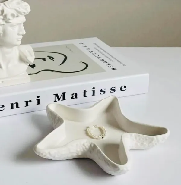 White_Starfish_Shaped_Jewellery_Tray_|_Concrete_|_|_13.5×13Cm_|_Handmade_|_Marble-Like_Finish_|_Waterproof_|_Coastal_Decor