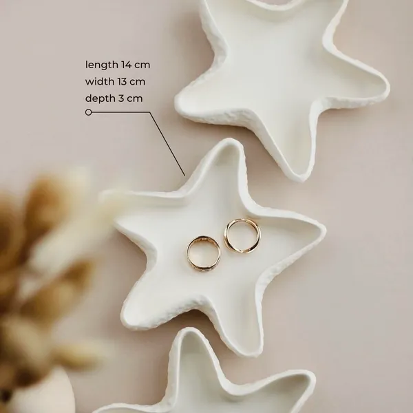 White_Starfish_Shaped_Jewellery_Tray_|_Concrete_|_|_13.5×13Cm_|_Handmade_|_Marble-Like_Finish_|_Waterproof_|_Coastal_Decor