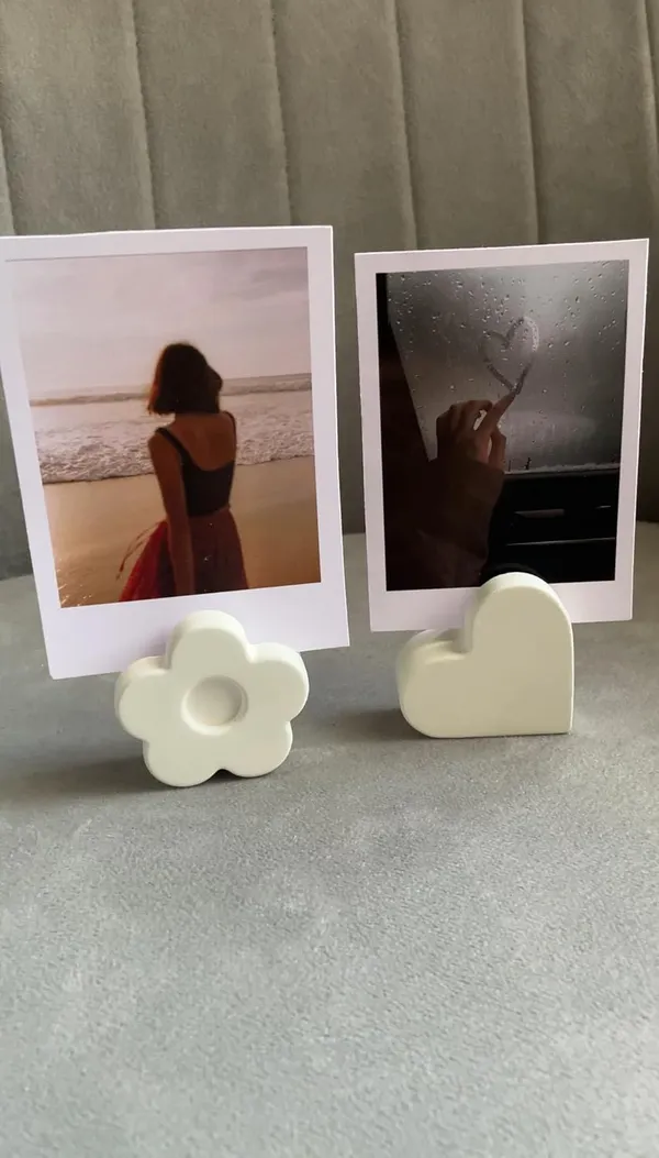 White_Polaroid/Photo_Holder_|_Card_Holder_|_Aesthetic_Holder_|_Minimalist_Decor_|_Business_Card_Holder_|_New_Home_Gift_(Set_Of_2)_(Heart_&_Flower)