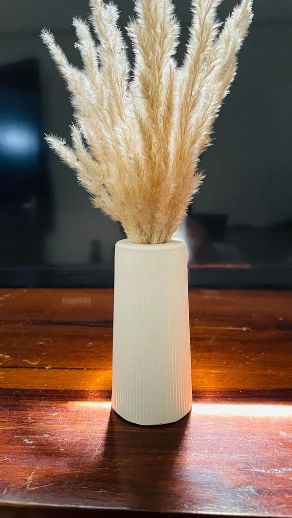 White_Long_Striped_Vase|_Reed_Diffuser_|_Flower_Vase_For_Home_Decoration_|_Aesthetic/Minimalist_Home_Decor_(9X5X4Cm)