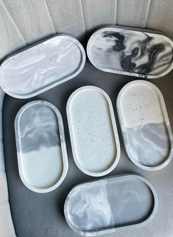 Grey_&_White_Concrete_Oval_Trinket_Tray_|_Jewellery/Makeup/Table_Organizer_|_Home_Decor_|_Candle_Tray_|_Multipurpose_(18.8×10.2×2Cm)