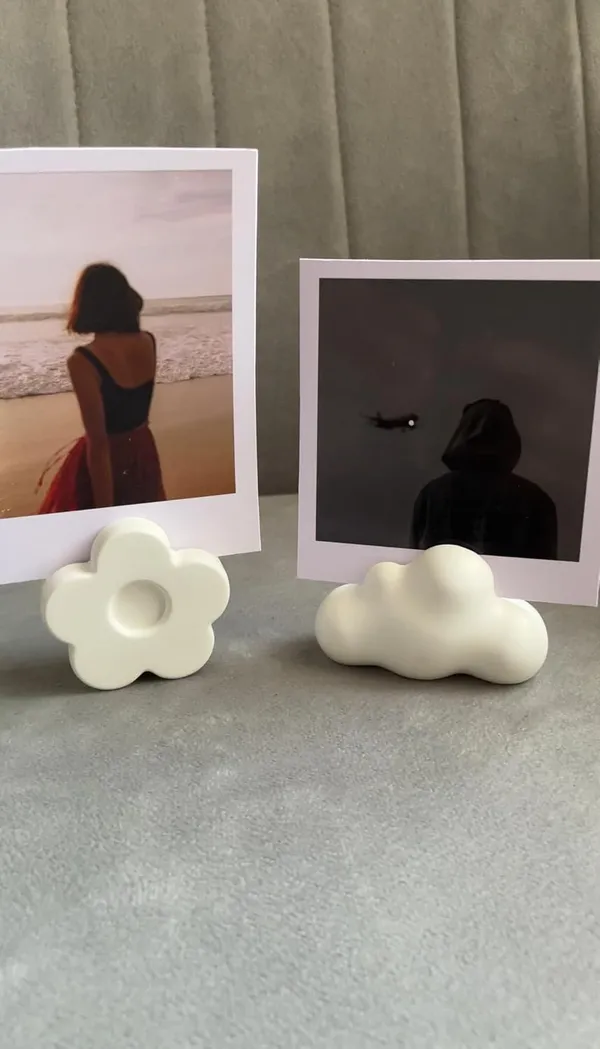 White_Polaroid/Photo_Holder_|_Card_Holder_|_Aesthetic_Holder_|_Minimalist_Decor_|_Business_Card_Holder_|_New_Home_Gift_(Set_Of_2)_(Cloud_&_Flower)