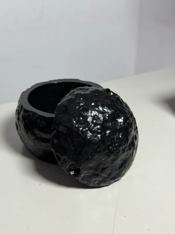 TREETRUNK®_Concrete_Moon_jar_with_lid__|_Jewellery/_Makeup/Table_Organizer_I_Home_Decor_I_Multipurpose_(11x10×10cm)_(Black)