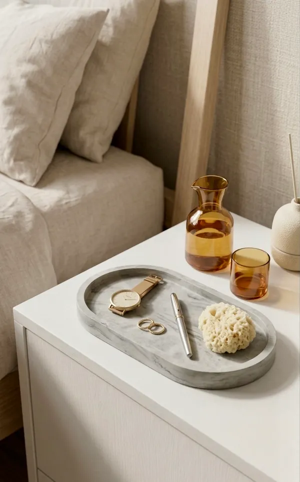 TREETRUNK®_Concrete_Oval_Trinket_Tray_|_Jewellery/_Makeup/Table_Organizer_I_Home_Decor_|_Candle_Tray_I_Multipurpose_(18.8x10.2×2cm)_(G&W_Marble)