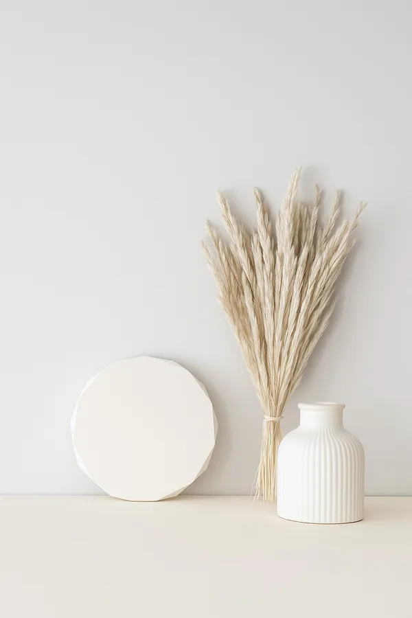 TREETRUNK®_Concrete_Vase_Combo_Offer_5_includes_(_diamond_coaster,_striped_vase,_naturally_dried_pampas_grass)