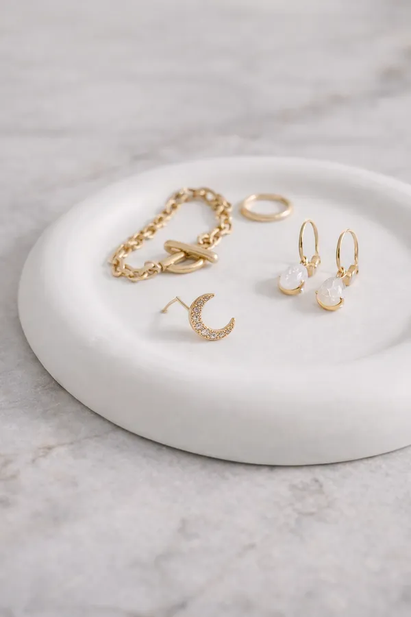 White_Concrete_Mino_Round_Jewellery_Tray_|_Makeup/Table_Organizer_|_Home_Decor_|_Candle_Tray_|_Multipurpose_(17×17×2Cm)