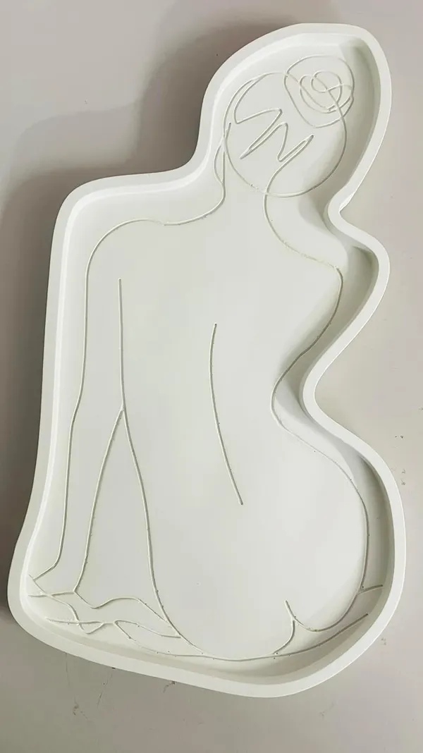 White_Lady_Silhouette_Trinket_Tray_|_Jewellery/Makeup/Table_Organizer_|_Home_Decor_|_Candle_Tray_|_Multipurpose_(27.7×17×1Cm)