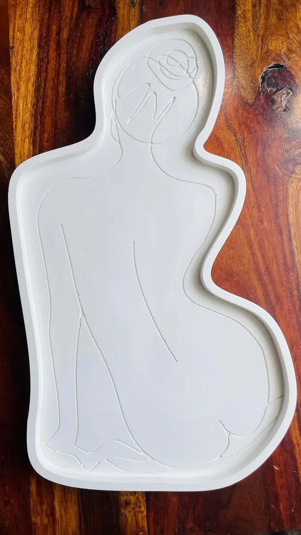 White_Lady_Silhouette_Trinket_Tray_|_Jewellery/Makeup/Table_Organizer_|_Home_Decor_|_Candle_Tray_|_Multipurpose_(27.7×17×1Cm)