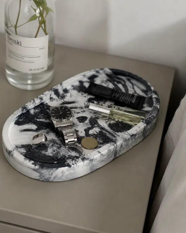 Black_&_White_Concrete_Oval_Trinket_Tray_|_Jewellery/Makeup/Table_Organizer_|_Home_Decor_|_Candle_Tray_|_Multipurpose_(18.8×10.2×2Cm)