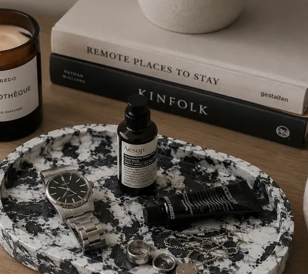 Black_&_White_Concrete_Oval_Trinket_Tray_|_Jewellery/Makeup/Table_Organizer_|_Home_Decor_|_Candle_Tray_|_Multipurpose_(18.8×10.2×2Cm)