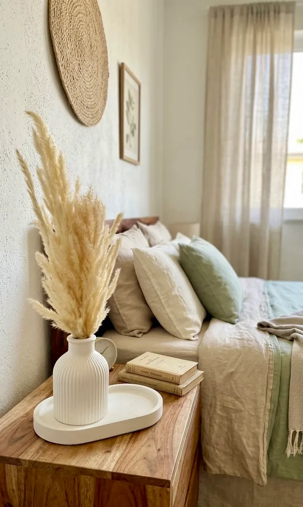 White_Concrete_Oval_Tray_Combo_Offer_|_Jewellery/Makeup/Table_Organizer_|_Home_Decor_Set_L_(Includes_Oval_Tray,_Striped_Vase,_Naturally_Dried_Pampas_Grass)