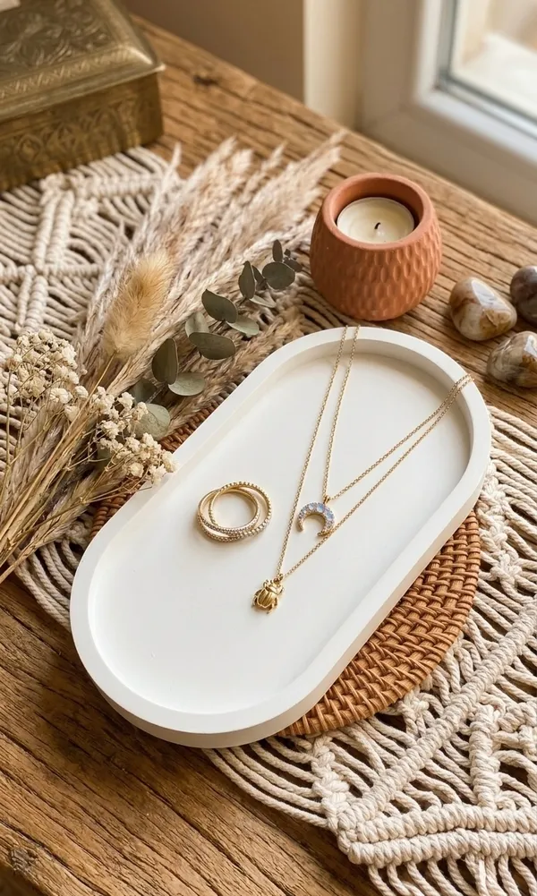 White_Concrete_Oval_Shaped_Tray_|_Jewellery_Tray_|_Perfect_Catch_For_Your_Favorite_Jewelry_Pieces_|_Stylish_Way_To_Organize_Rings,_Earrings,_And_Other_Accessories_(18.8×10.2×2Cm)