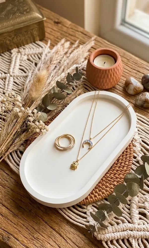 White_Concrete_Oval_Shaped_Tray_|_Jewellery_Tray_|_Perfect_Catch_For_Your_Favorite_Jewelry_Pieces_|_Stylish_Way_To_Organize_Rings,_Earrings,_And_Other_Accessories_(18.8×10.2×2Cm)