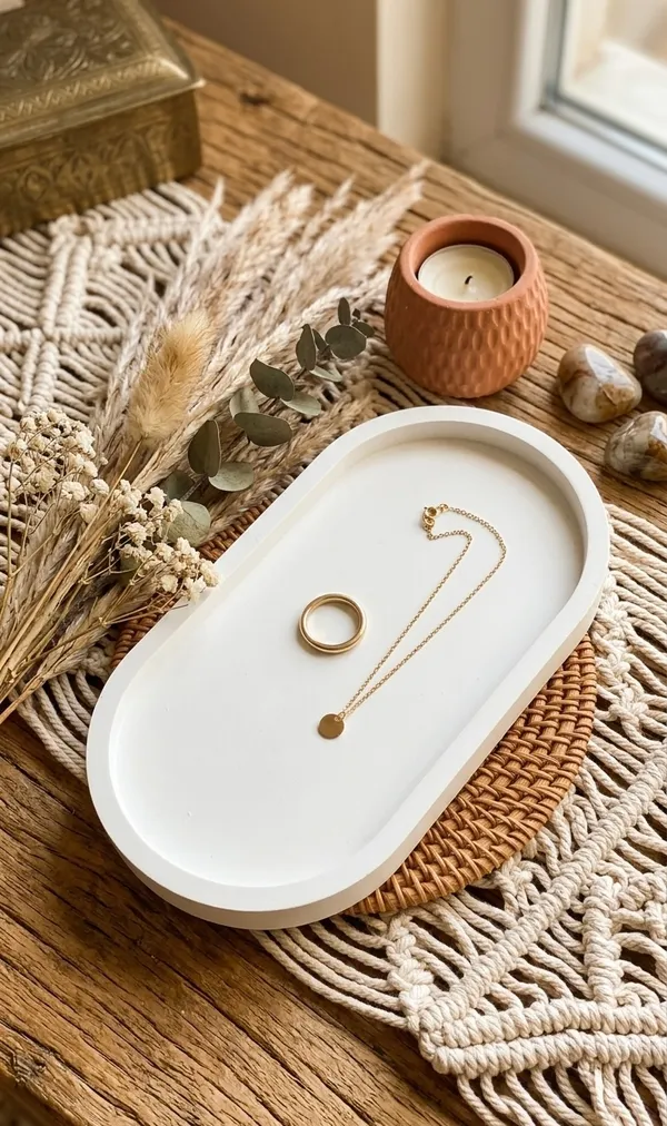 White_Concrete_Oval_Shaped_Tray_|_Jewellery_Tray_|_Perfect_Catch_For_Your_Favorite_Jewelry_Pieces_|_Stylish_Way_To_Organize_Rings,_Earrings,_And_Other_Accessories_(18.8×10.2×2Cm)
