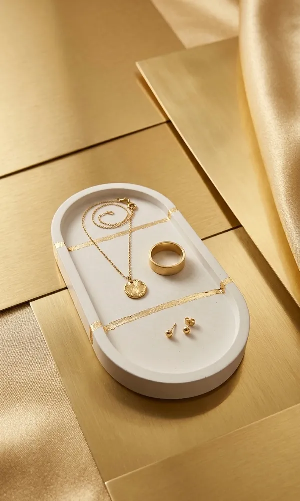 Gold_Treetrunk_Concrete_Oval_Trinket_Tray_|_Jewellery/Makeup/Table_Organizer_|_Home_Decor_|_Candle_Tray_|_Multipurpose