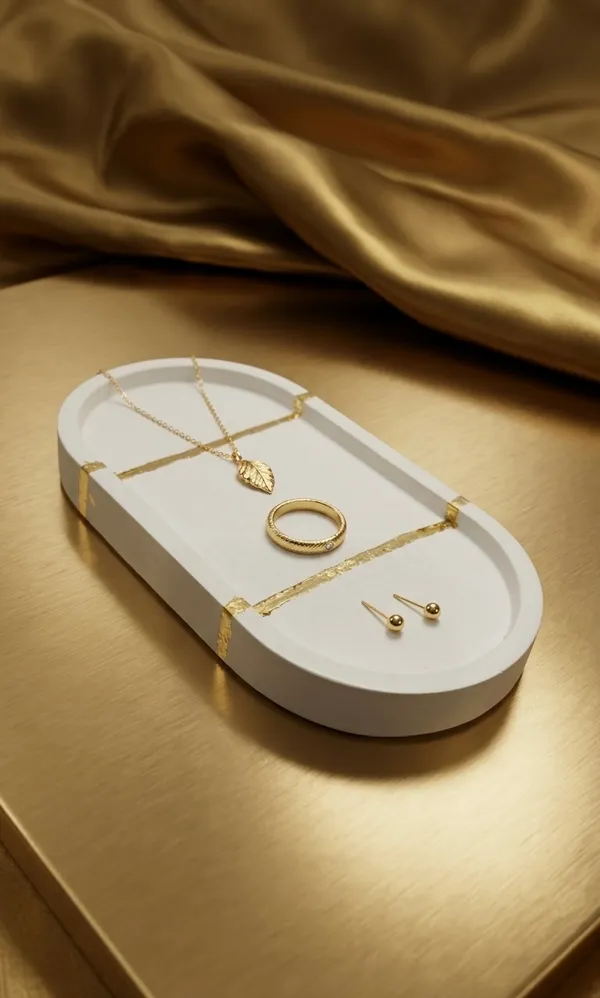 Gold_Treetrunk_Concrete_Oval_Trinket_Tray_|_Jewellery/Makeup/Table_Organizer_|_Home_Decor_|_Candle_Tray_|_Multipurpose