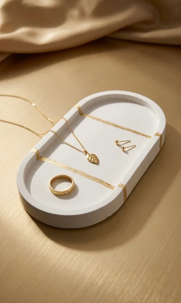 Gold_Treetrunk_Concrete_Oval_Trinket_Tray_|_Jewellery/Makeup/Table_Organizer_|_Home_Decor_|_Candle_Tray_|_Multipurpose