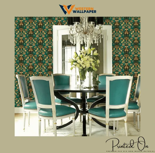 Ornate_Regal_Damask_Wallpaper_In_Emerald_And_Antique_Gold_For_A_Stately_Dining_Room