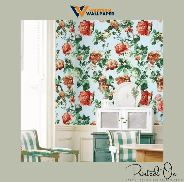 Vibrant_Peony_Floral_Wallpaper_In_Powder_Blue_And_Red_For_A_Fresh_Romantic_Statement_Wall