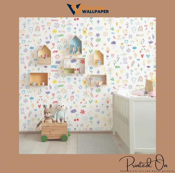 Playful_Crayon_Scribbles_Hand_Drawn_Colorful_Rainbow_and_Floral_Doodle_Art_Premium_Wallpaper