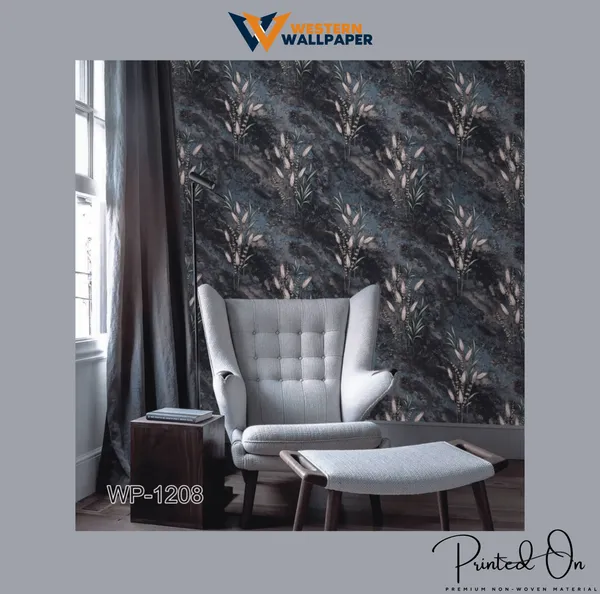 Botanical_Wallpaper_With_Abstract_Elements_In_Dark_Tones_For_A_Bold,_Elegant,_And_Sophisticated_Living_Space_Aesthetic_Wallpaper
