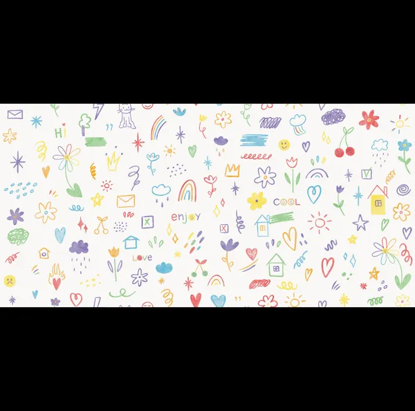 Playful_Crayon_Scribbles_Hand_Drawn_Colorful_Rainbow_and_Floral_Doodle_Art_Premium_Wallpaper