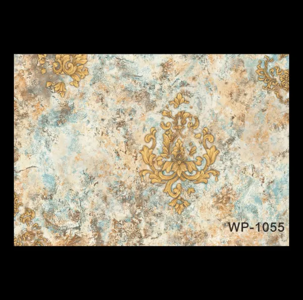 Distressed_Luxury_Damask_Wallpaper_In_Gold_Over_A_Marbled_Teal_And_Copper_Background_For_A_Bold_Dining_Area_Wallpaper.