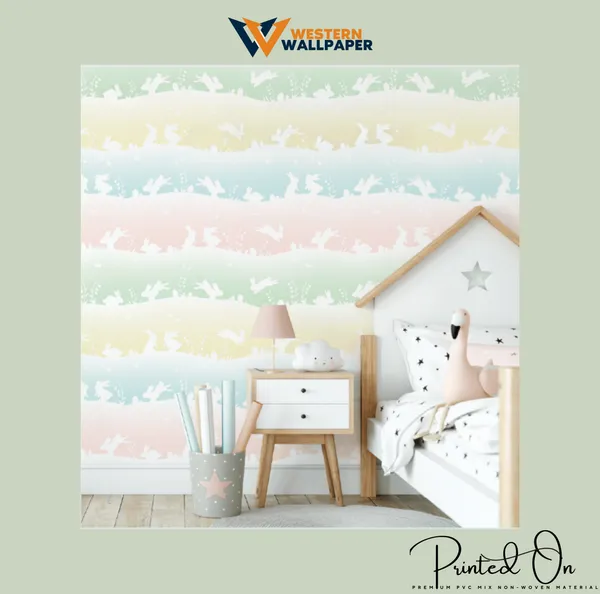 Whimsical_Silhouette_Jumping_Bunnies_and_Meadow_Grass_Pastel_Rainbow_Ombre_Jumping_Bunny_Kids_Nursery_Premium_Wallpaper