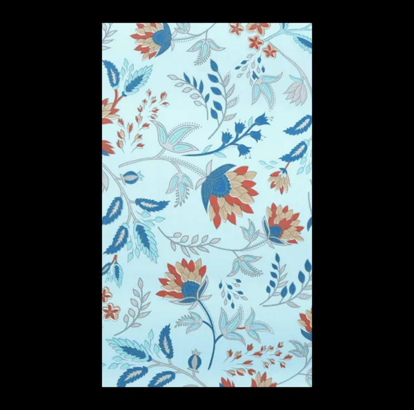 Ornate_Chintz_Botanical_Wallpaper_In_Cerulean_And_Amber_For_A_Vibrant_Artisanal_Foyer