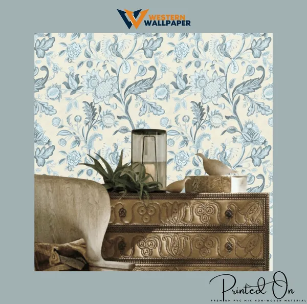 Ornate_Chintz_Botanical_Wallpaper_In_Cerulean_And_Sand_For_A_Serene_Artisanal_Living_Space