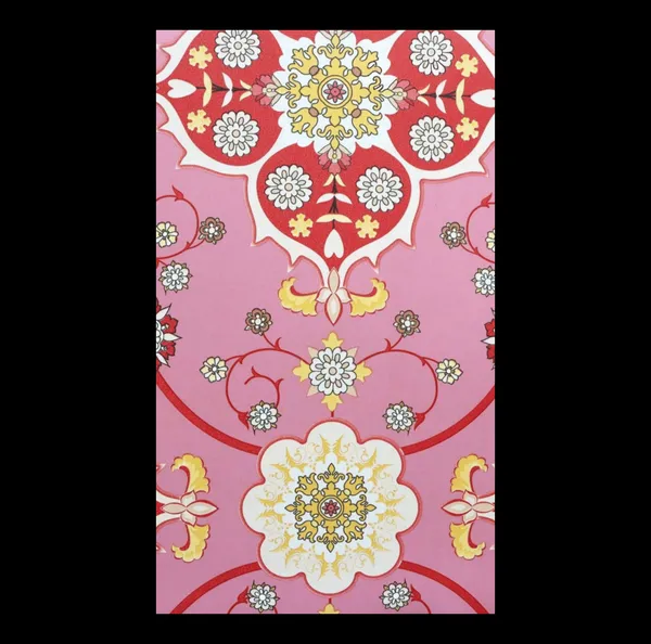 Ornate_Geometric_Medallion_Wallpaper_In_Magenta_And_Gold_For_A_Vibrant_Contemporary_Living_Space