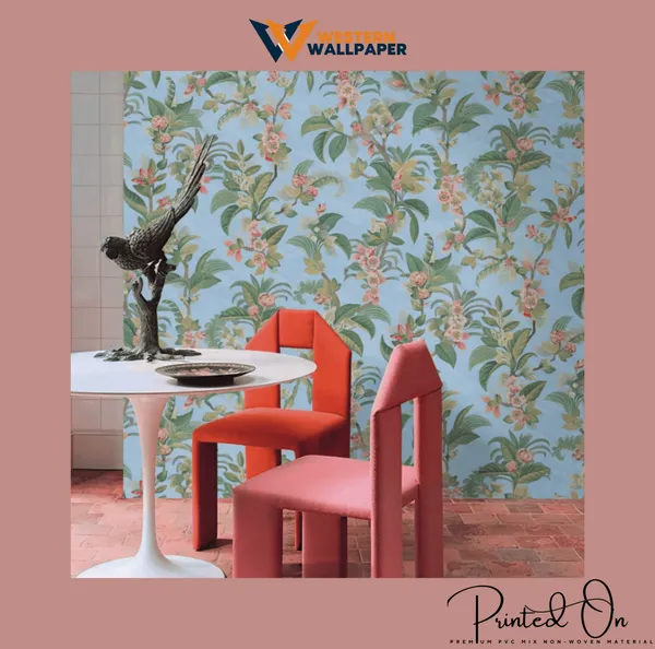 Exotic_Botanical_Paradise_Wallpaper_In_Sky_Blue_And_Coral