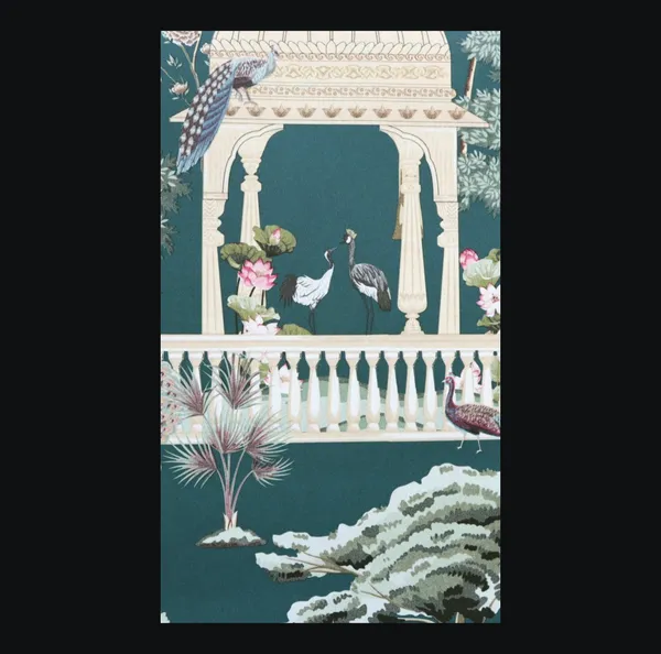 Ornate_Rajasthani_Mural_Wallpaper_In_Teal_And_Emerald_For_A_Traditional_Heritage_Bedroom
