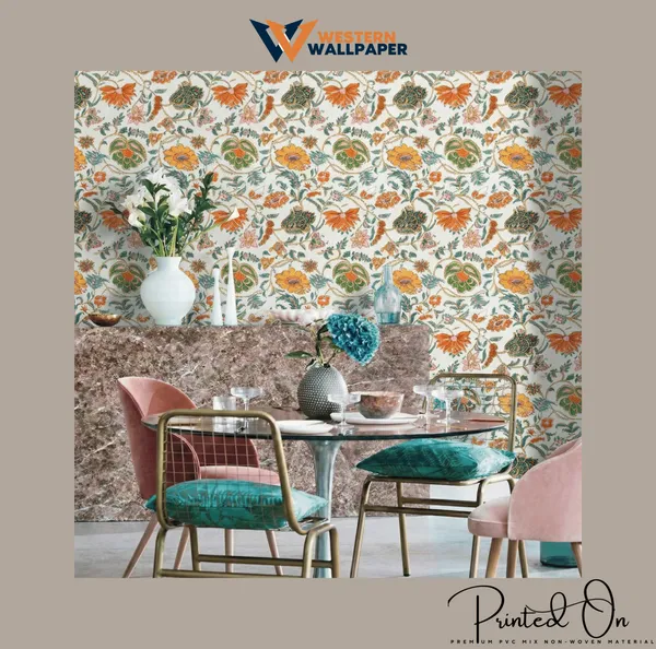 Ornate_Chintz_Floral_Wallpaper_In_Apricot_And_Pine_For_A_Vibrant_Botanical_Statement_Wall