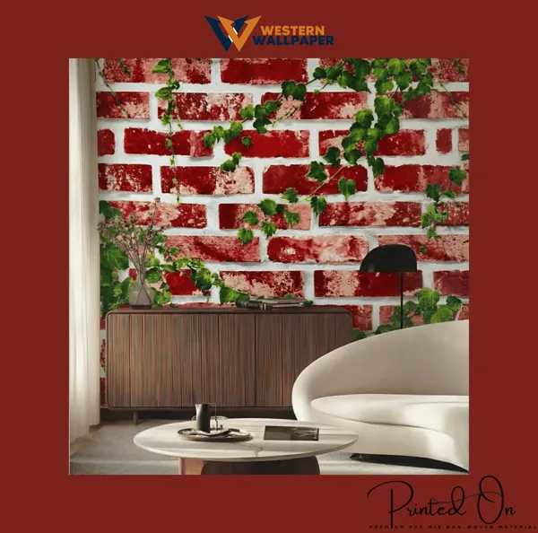 Traditional_Crimson_Brick_Ivy_Wallpaper_In_Garden_Green