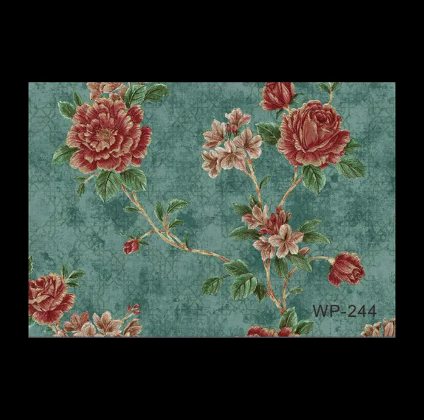 Traditional_Rose_Trail_Wallpaper_In_Teal_And_Antique_Red_For_A_Refined_And_Dramatic_Dining_Room_Wallpaper.