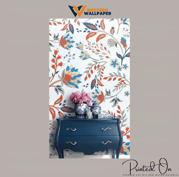Vibrant_Chintz_Botanical_Wallpaper_In_Indigo_And_Crimson_For_A_Classic_Artisanal_Foyer