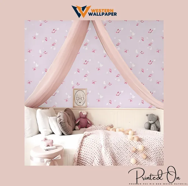 Delicate_Watercolor_Fluttering_Butterflies_Pastel_Lavender_Bling_Wing_Kids_Nursery_Premium_Wallpaper