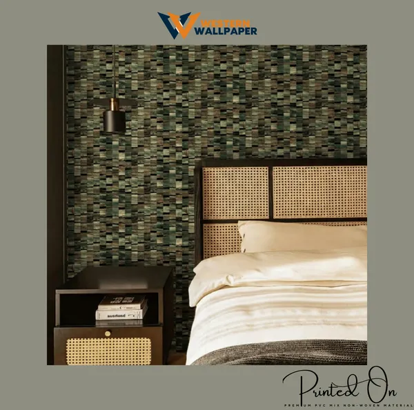 Textured_Geometric_Mosaic_Wallpaper_In_Pine_And_Charcoal