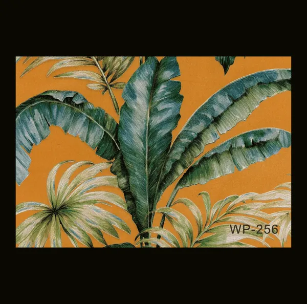 Bold_Tropical_Banana_Leaf_Wallpaper_In_Teal_And_Green_On_A_Vibrant_Orange_Background_For_A_Fun_And_Exotic_Accent_Wallpaper.